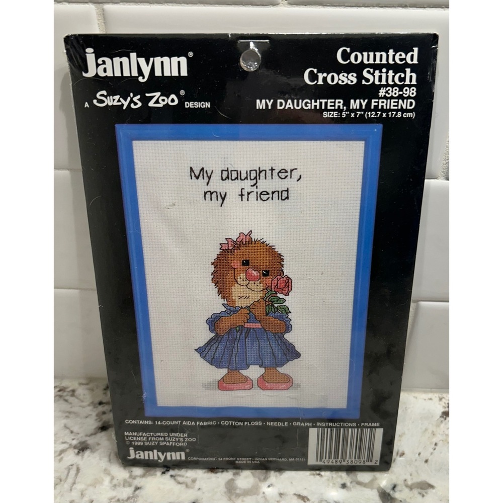 Vtg New Janlynn Counted‎ Cross Stitch Kit My Daughter My Friend Suzy's Zoo 38 98